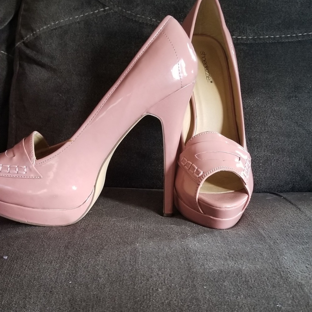 Dusty Rose Penny Loafer Style Heels.